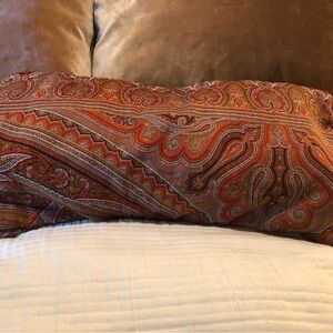 Antique Paisley shawl wool pillow cover with silk back